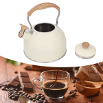 Beiger Edelstahl-Wasserkessel mit Pfeife, 2,5 L
