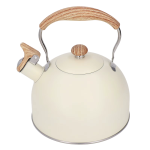 Beiger Edelstahl-Wasserkessel mit Pfeife, 2,5 L