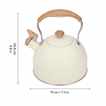 Beiger Edelstahl-Wasserkessel mit Pfeife, 2,5 L