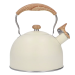 Beiger Edelstahl-Wasserkessel mit Pfeife, 2,5 L