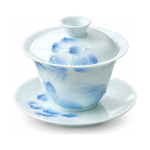 Chinesischer Gaiwan mit Blumendekor aus Porzellan