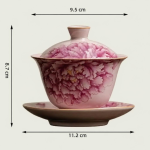 Chinesischer Gaiwan mit Pfingstrosen aus Keramik