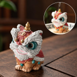 Chinesisches Löwentanz-Teetier aus Kunstharz — Dunkelrot