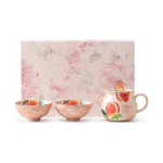 Chinesisches Tee-Set aus Keramik mit Pfirsichmotiv