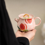 Chinesisches Tee-Set aus Keramik mit Pfirsichmotiv