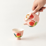 Chinesisches Tee-Set aus Keramik mit Pfirsichmotiv