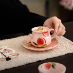 Chinesisches Tee-Set aus Keramik mit Pfirsichmotiv