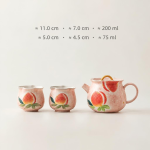 Chinesisches Tee-Set aus Keramik mit Pfirsichmotiv — Tee-Set mit fußlosen Tassen