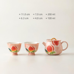Chinesisches Tee-Set aus Keramik mit Pfirsichmotiv — Tee-Set mit Tassen mit kleinem Fuß