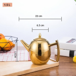Edelstahl-Teekanne mit herausnehmbarem Filter — Oval, goldfarben, 1,5 L