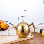 Edelstahl-Teekanne mit herausnehmbarem Filter — Oval, goldfarben, 1 L