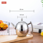 Edelstahl-Teekanne mit herausnehmbarem Filter — Oval, silberfarben, 1,5 L