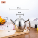 Edelstahl-Teekanne mit herausnehmbarem Filter — Oval, silberfarben, 1 L