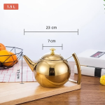 Edelstahl-Teekanne mit herausnehmbarem Filter — Rund, goldfarben, 1,5 L