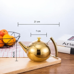 Edelstahl-Teekanne mit herausnehmbarem Filter — Rund, goldfarben, 1 L