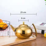 Edelstahl-Teekanne mit herausnehmbarem Filter — Rund, goldfarben, 2 L