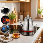 Edelstahl-Teekanne mit Teesieb für 1,2 oder 2 L