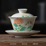 Gaiwan aus Dehua-Porzellan — Chrysantheme
