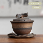 Gaiwan aus Keramik mit Deckel und Untertasse — Rund ausgestelltes Modell