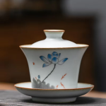 Gaiwan aus Keramik mit verschiedenen Motiven — Blaue Blume