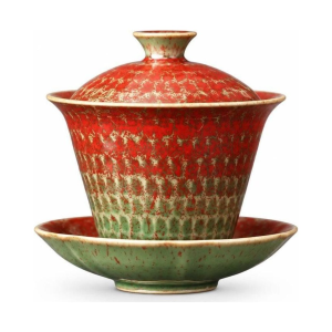 Gaiwan aus Porzellan in Granatrot