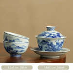 Gaiwan aus Porzellan mit Bergmotiv — Gaiwan mit 2 Tassen