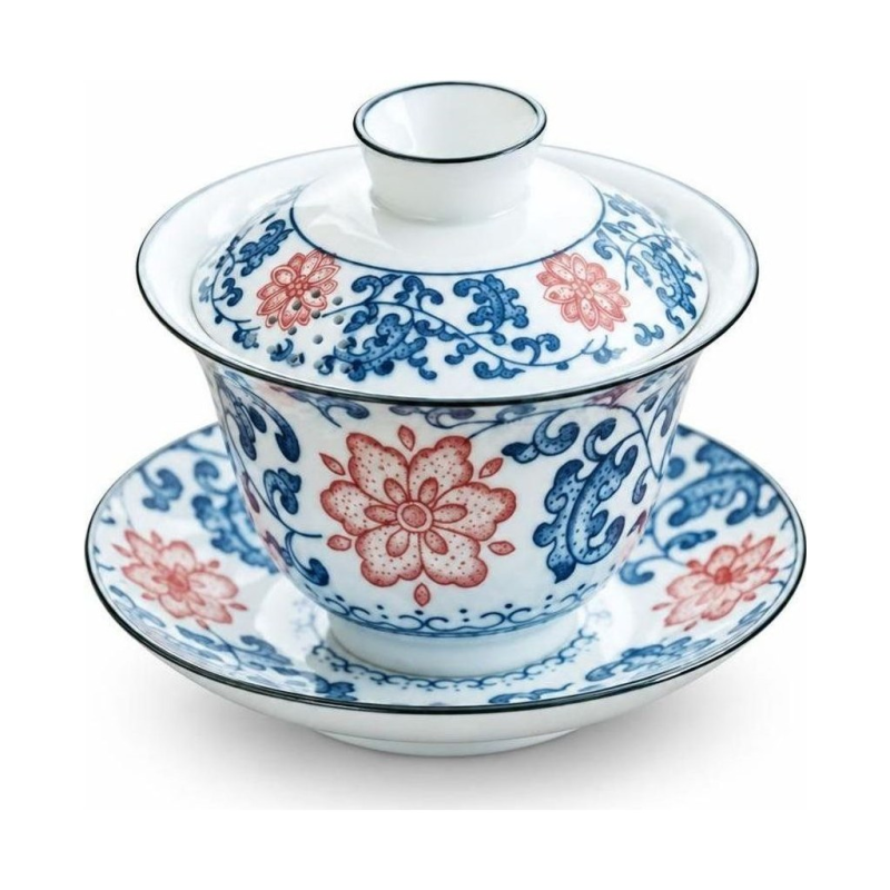 Gaiwan aus Porzellan mit blau-weißem Dekor