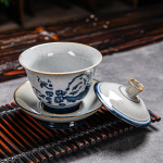 Gaiwan aus Porzellan mit blauem Dekor