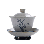 Gaiwan aus Porzellan mit blauem Dekor