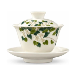 Gaiwan aus Porzellan mit Blumen und Landschaftsmotiven