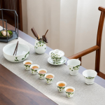 Gaiwan aus Porzellan mit Blumen und Landschaftsmotiven