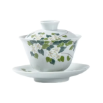 Gaiwan aus Porzellan mit Blumen und Landschaftsmotiven