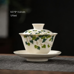 Gaiwan aus Porzellan mit Blumen und Landschaftsmotiven — Blütenzweige