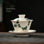 Gaiwan aus Porzellan mit Blumen und Landschaftsmotiven — Weißes Blumenbouquet