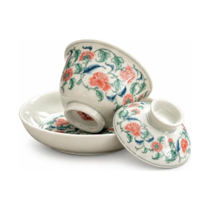 Gaiwan aus Porzellan mit Blumenmotiv