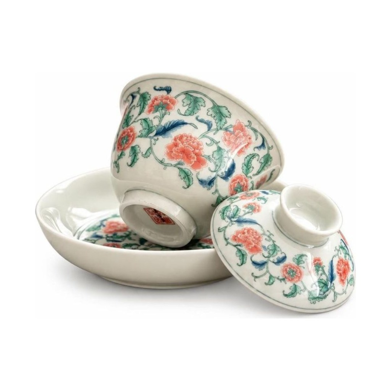 Gaiwan aus Porzellan mit Blumenmotiv