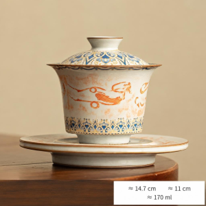 Gaiwan aus Porzellan mit Dekor — Gerade Tasse 170 ml