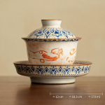 Gaiwan aus Porzellan mit Dekor — Runde Tasse 170 ml