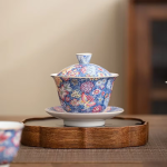 Gaiwan aus Porzellan mit Emailldekor und Deckel