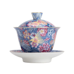Gaiwan aus Porzellan mit Emailldekor und Deckel