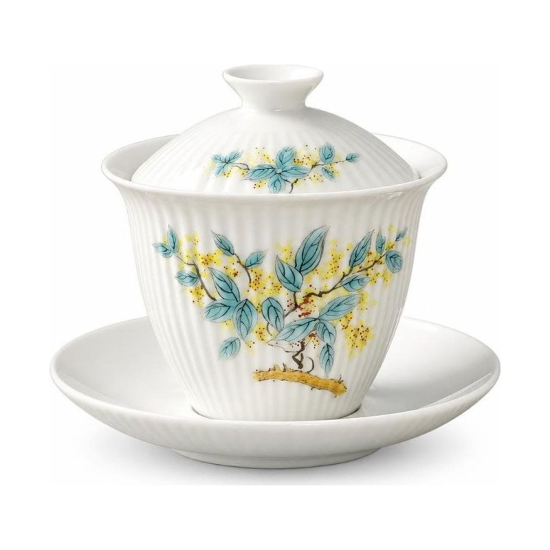 Gaiwan aus Porzellan mit Pflanzendekor