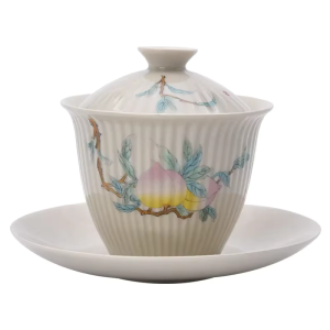 Gaiwan aus Porzellan mit Pflanzendekor