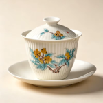 Gaiwan aus Porzellan mit Pflanzendekor