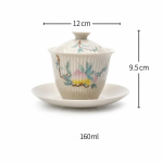 Gaiwan aus Porzellan mit Pflanzendekor