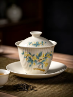 Gaiwan aus Porzellan mit Pflanzendekor