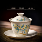 Gaiwan aus Porzellan mit Pflanzendekor — Kleine gelbe Blüten