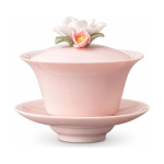 Gaiwan aus Porzellan mit Reliefblüte