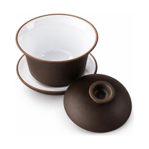 Gaiwan aus violetter Tonerde mit Deckel und Untertasse