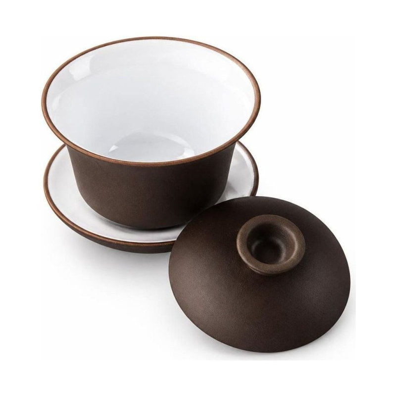Gaiwan aus violetter Tonerde mit Deckel und Untertasse