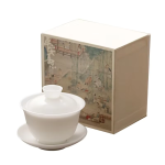 Gaiwan aus weißem Porzellan mit Untertasse